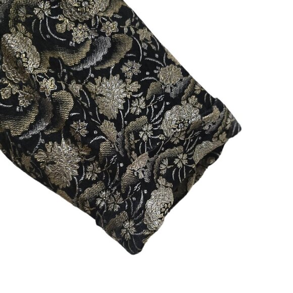 Chicos Black Floral Metallic Embroidered Silk Blend Button Down Blouse Sz 3 (XL) - Picture 4 of 8